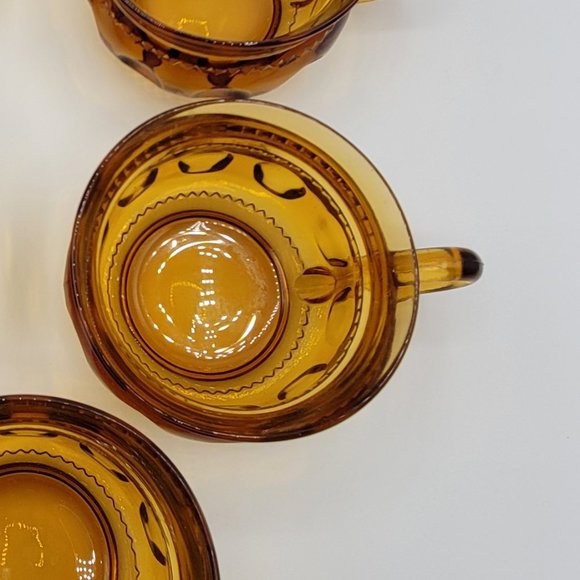 Vintage Indiana Glass Kings Crown Amber Thumb Print Cups 2-piece set - Picture 2 of 8